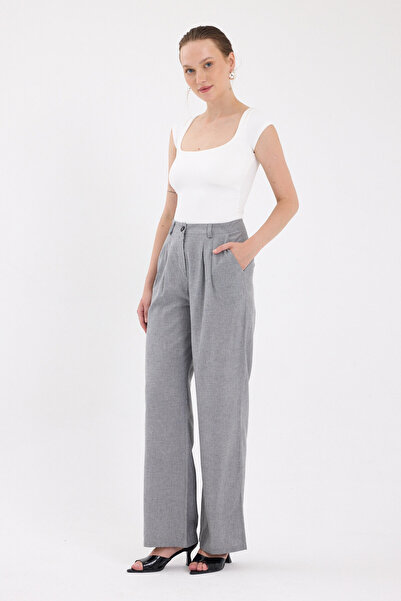 Rays Gray Pleated Palazzo Wide Leg Women's Trousers 4755A