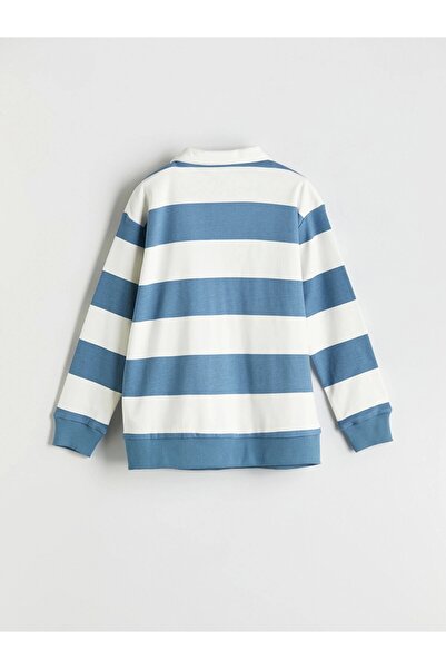 LC Waikiki LCW Παιδικό μπλουζάκι με ριγέ γιακά μπλε πόλο για αγόρια