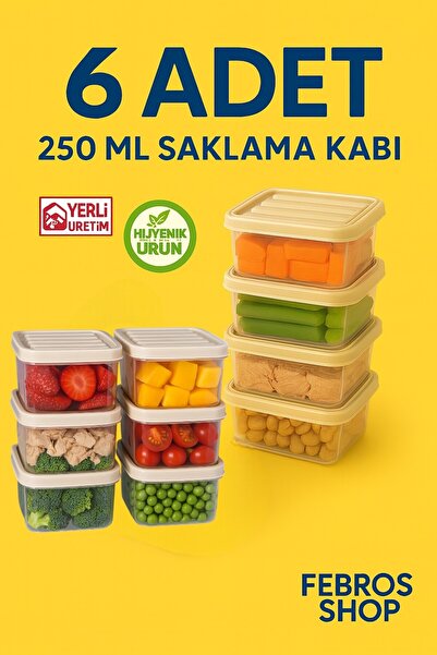 Febros Set of 6 250ml Rectangular Deep Freezer Storage Container Icebox Micro...