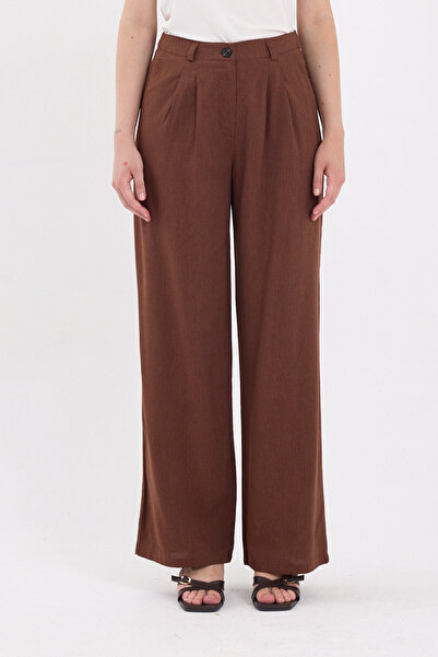 Rays Coffee Pleated Palazzo Wide Leg Women's Trousers 4755A