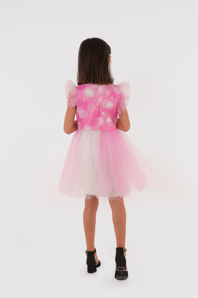 HMZ GOLD Elsa Printed Sleeve and Skirt Tulle Birthday, Special Day, Party, Wedding Dress