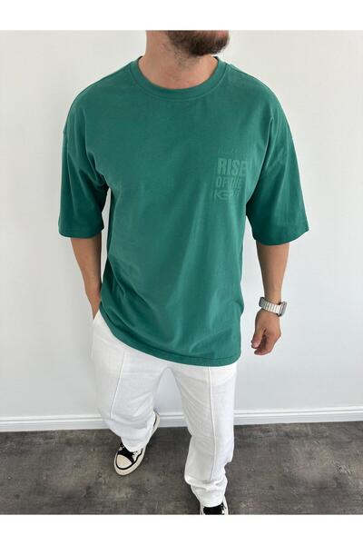 KağanKY Green Oversize Printed T-Shirt