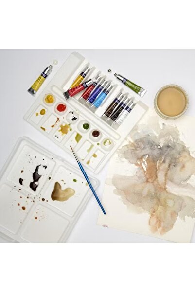 Winsor and Newton مجموعة ألوان مائية أساسية من كوتمان مع صينية خلط إضافية