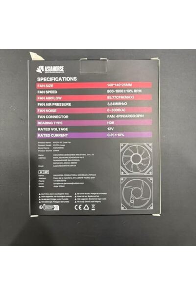 Asiahorse مروحة هيكل الكمبيوتر Nyota ARGB مقاس 140 مم [عكسية] [HDB] 1800 دورة في الدقيقة / 89.77 قدم مكعب في الدقيقة / 50000 ساعة عمر العمل