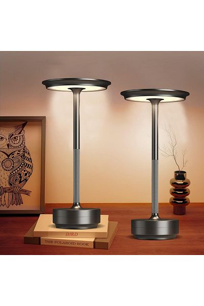 Taimi Pack Of 2 Rechargeable Wireless,3 Colors Lamp with ,Dimmable Night Light,black