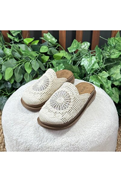 MEY Lace-embroidered net slippers m1708