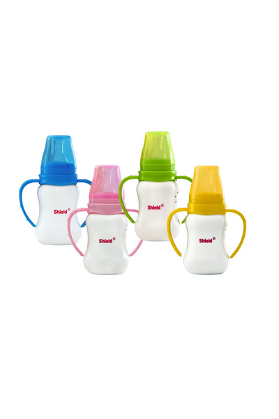 Shield Baby Standardneck Frost Feeding Bottle With Handle, +3m, 125ml - Assorted Color - Pack of 1