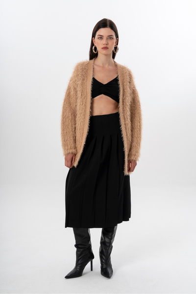 NATUFIAN STORE Women's Long Shaggy Glitter Soft Long Knitwear Cardigan