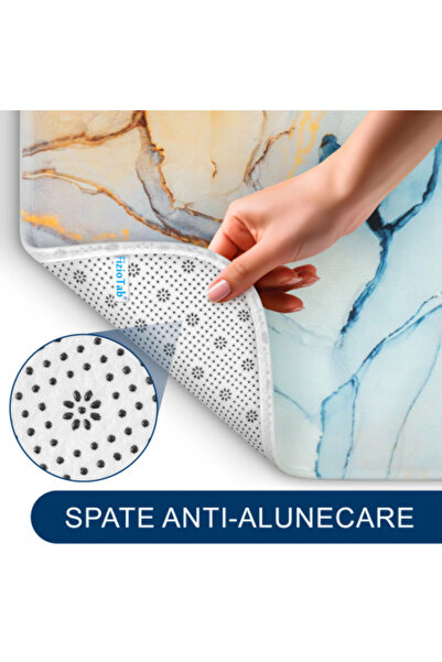 FizioTab Set 3 Covorase Baie FizioTab®, Antiderapante, Model Abstract Albastru