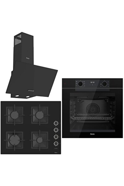 Ferre Black FryArt 3 lü Ankastre Set ( QEP63CS - SC205-FA - D086 ) Döküm Izgara