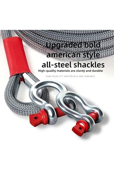 Generic حبل سحب سي توبي، حبل سحب عالي التحمل، 18 طنًا، مع حلقة تثبيت على شكل حرف D، كابينة سيارة من النايلون المنسوج بطول 16.4 قدم