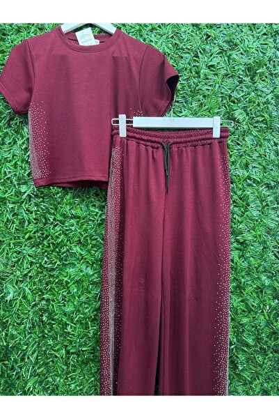 Butik Taşlı Crop Takım