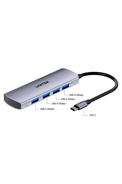 Unitek موزع uHUB Q4 USB-C مزود بأربعة منافذ USB-A، بسرعة 10 جيجابت في الثانية