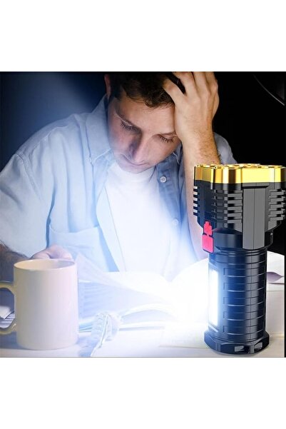 FOXMAG24 Flashlight with 5 LEDs, USB Rechargeable, Side Light, 3 Modes, 10h Battery, Water Resistant