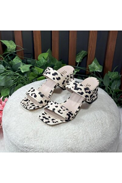 MEY Leopard Pattern Heelled Slippers M1701
