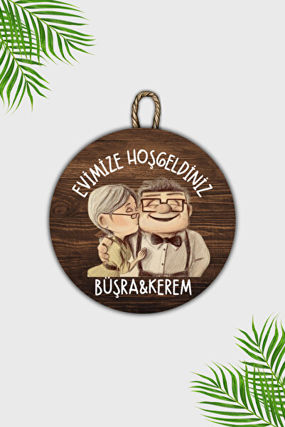 Dormot Modern Kapı Süsü - Popüler Tatlı Çift - Kişiye Özel İsimli - Dış Mekan Kapı Süsü