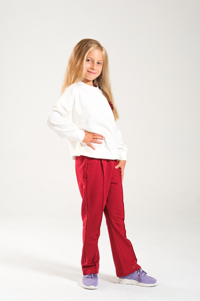 Classio Kids Girl's 100% Cotton Owersize Sweat and Lycra Two Thread Grass Detail Pants Set