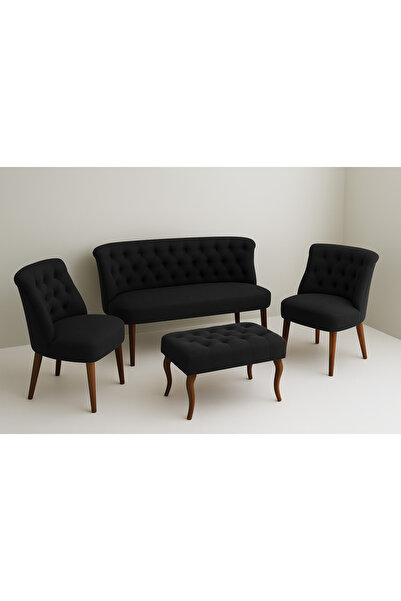 Kahraman Mobilya Aksesuarları Kutay Çay Seti Koltuk Takımı - Siyah