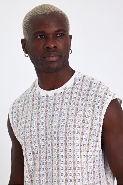 İLKCET MODA Jacquard Cotton Mink Sleeveless Oversize Undershirt