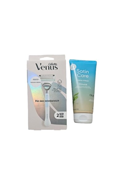 Gillette Set aparat de ras cu 2 rezerve si Crema de ras Satin Care 177 ml, Venus
