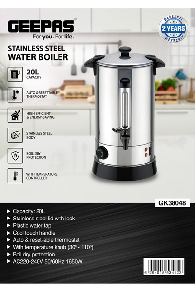 Geepas Stainless Steel Electric Kettle, Auto & Resettable Thermostat,Boil Dry Protection-GK38048