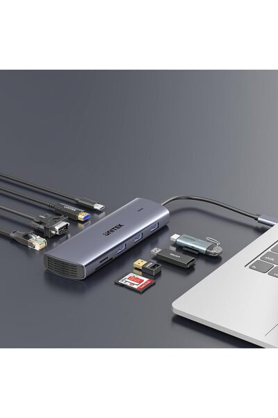 Unitek D1113A 9-in-1 USB-C Hub – HDMI, VGA, Ethernet, SD, PD 100W