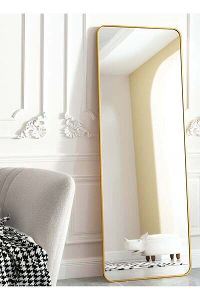 Taimi Elegant Design Mirror 120x30cm-full Length Mirror With Gold Metal Frame And Back Stand