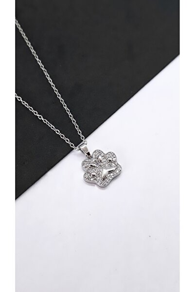 Serenity قلادة من الفولاذ بحجر الزركون مع شكل مخلب