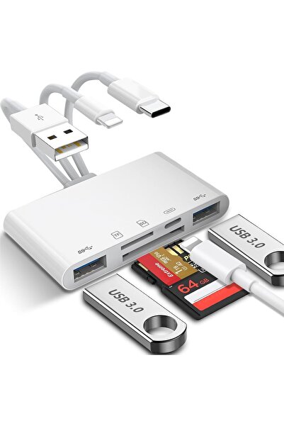 Generic قارئ بطاقات Ctoby، قارئ بطاقات الذاكرة 5 في 1، قارئ بطاقات SD لأجهزة iPhone/iPad/Android