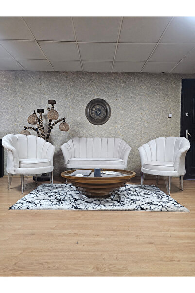 ZAFİR İstiridye Takım Krom Kaplama Telli Ayak Çay Seti Koltuk Takımı