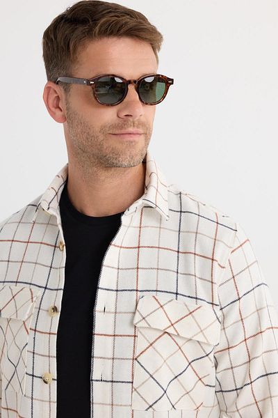 Tudors Men's Slim Fit Slim Fit Sports Collar Double Pocket Flap Checkered Shirt