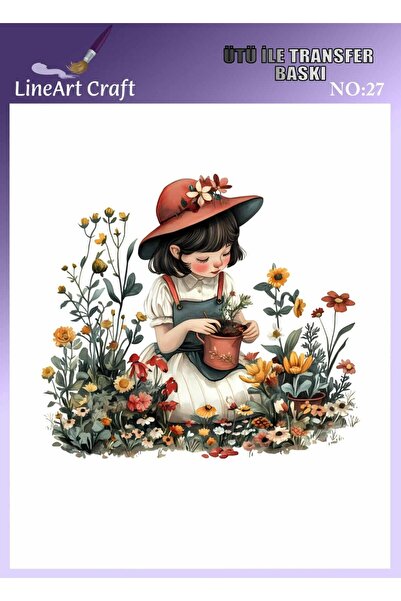 LİNEART Ütü ile Yapışan Kumaş Baskı, Kumaş Dekopaj, KD27, 20x20cm