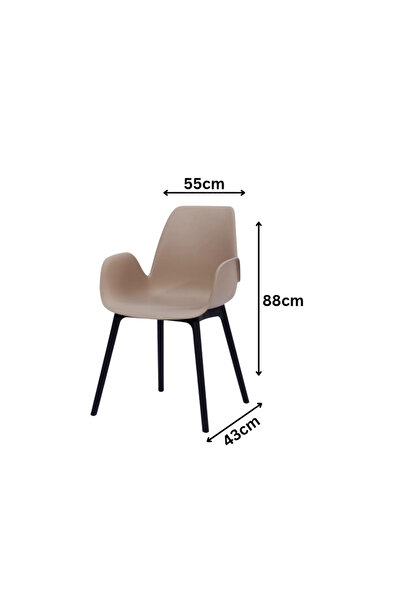 Ebticar Single Plastic Chair with Armrests – beige