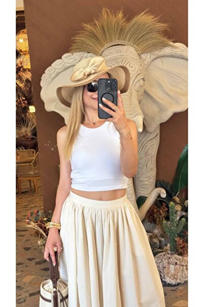 FEMİAS Waist Tight Midi Length Natural Skirt