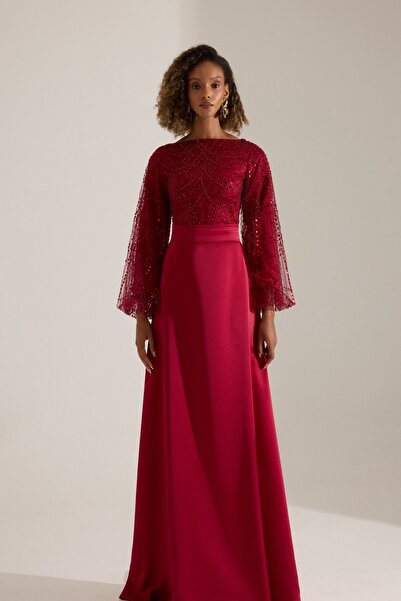 BETTY & SAM CHARBEL KOYU KIRMIZI GECE ELBİSESİ