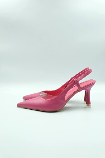 MEDUSA SHOES Fuşya Şeffaf Yan Detaylı Topuklu Ayakkabı