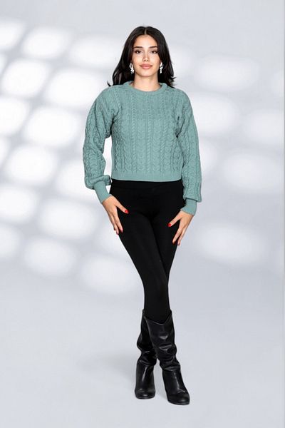 NEWCO Knit Detailed Patterned Loose Knitwear Sweater Crew Neck Comfortable Fit Stylish Daily Model
