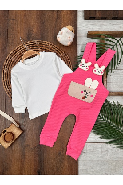 Kids Kingdom Cotton Rabbit Ear Salopet 2-Piece Baby Girl Set