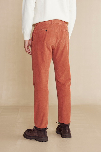 BROOKS BROTHERS Erkek Kiremit Uzun Dilli Parça Boya Chino Kadife Pantolon