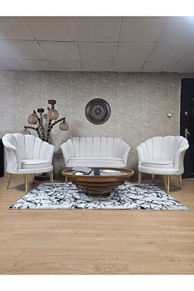 ZAFİR İstiridye Takım Gold Kaplama Telli Ayak Çay Seti Koltuk Takımı