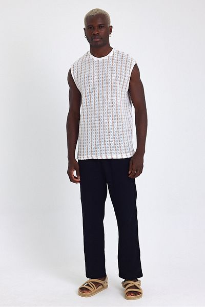 İLKCET MODA Jacquard Cotton Mink Sleeveless Oversize Undershirt