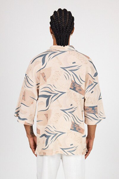 İLKCET MODA Πουκάμισο με ψηφιακό σχέδιο με μισό μανίκι