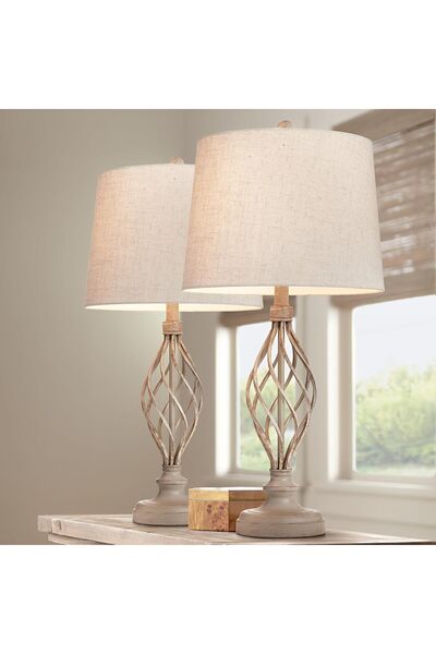 Taimi Pack of 2 Modern Industrial Cream Sand Iron Table Lamp for Bedroom Living Room Home Bedside Office