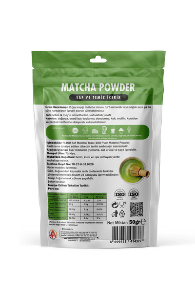 Mahbuba Saf Matcha ( Maça ) Çayı Tozu Pure Matcha Glutensiz 50gr
