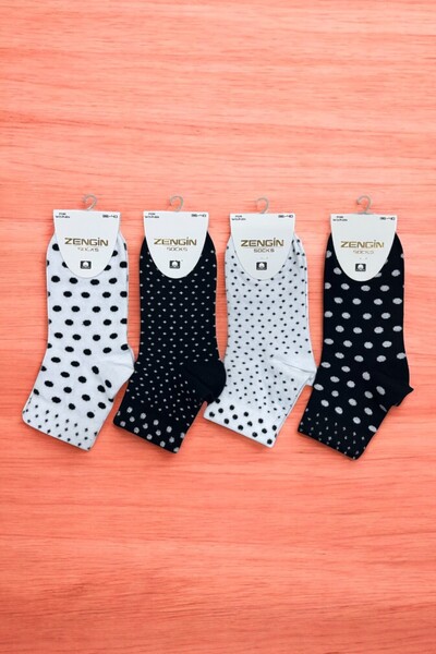 ZENGİN 4 чифта безшевни дамски къси чорапи с точки