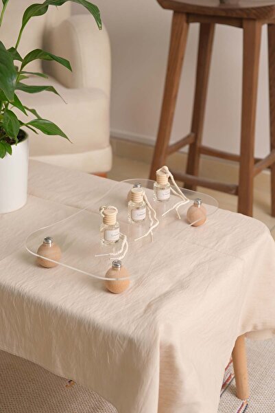 Pikas Ahşap Top Ayaklı Pleksi Sunumluk