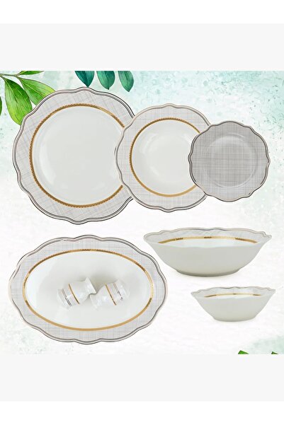 rexa Elegant dining set decorated with a golden frame - 28 pieces