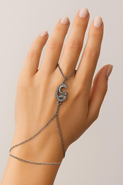 TAKIŞTIR Silver Color Stone Detailed Steel Şahmeran