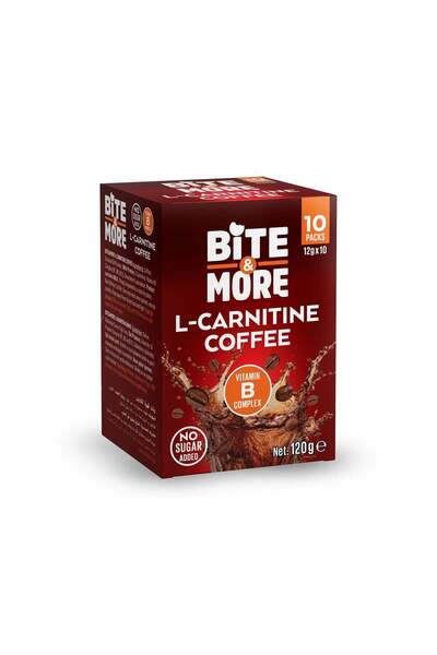 bite & more قهوة بايت آند مور إل-كارنيتين بفيتامين ب، 10 أكياس، خالية من السكر