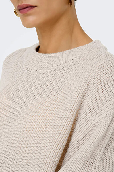 ONLY Women's Onlmılouz Crew Neck Knitted Sweater 15361110 Ecru